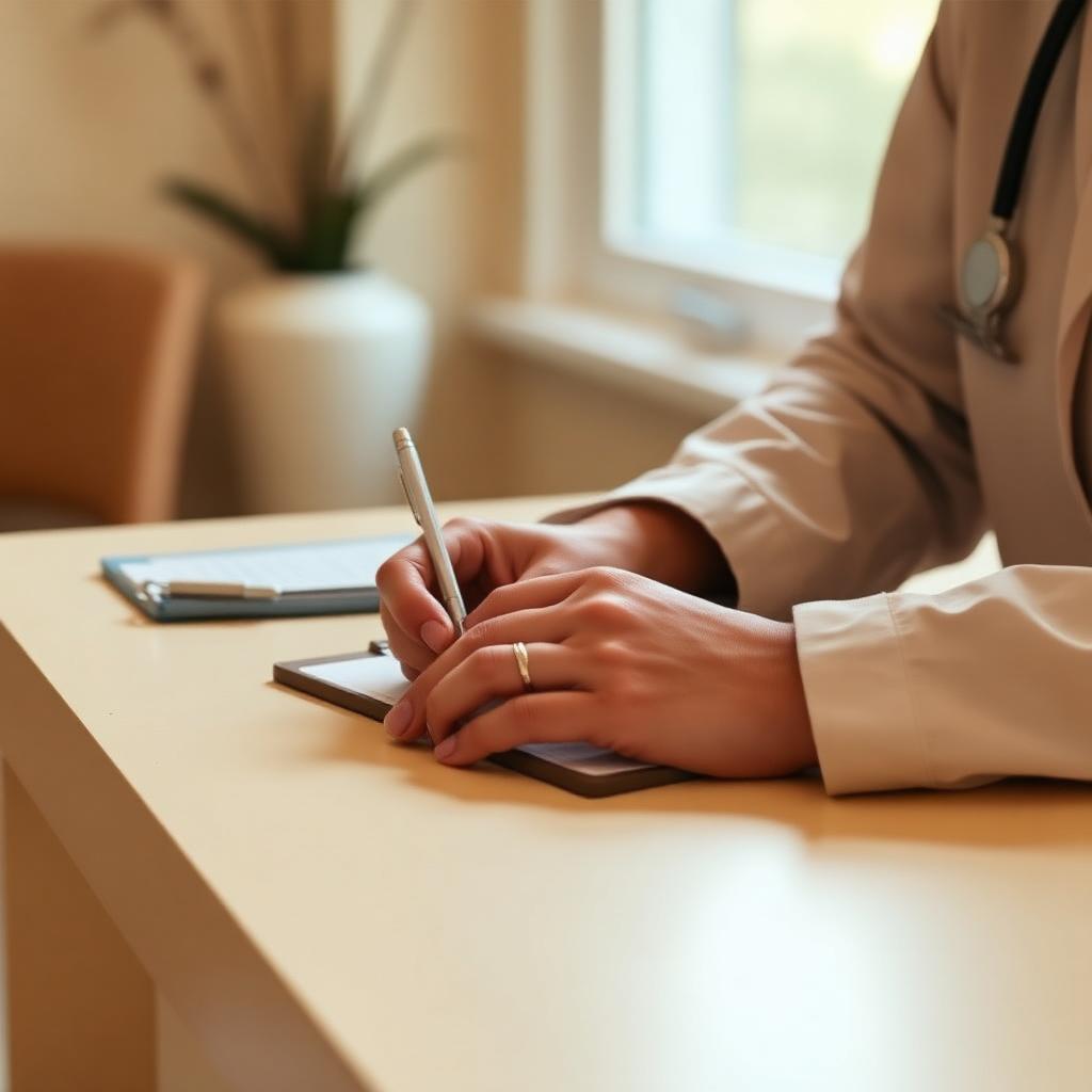 Clinician reviewing a patient's peptide therapy plan